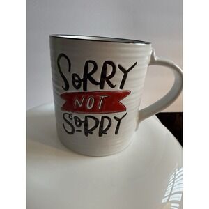 NEW PRIMA DESIGN SORRY NOT SORRY TEXTURED STONEWARE OVER SIZED COFFEE MUG‎
